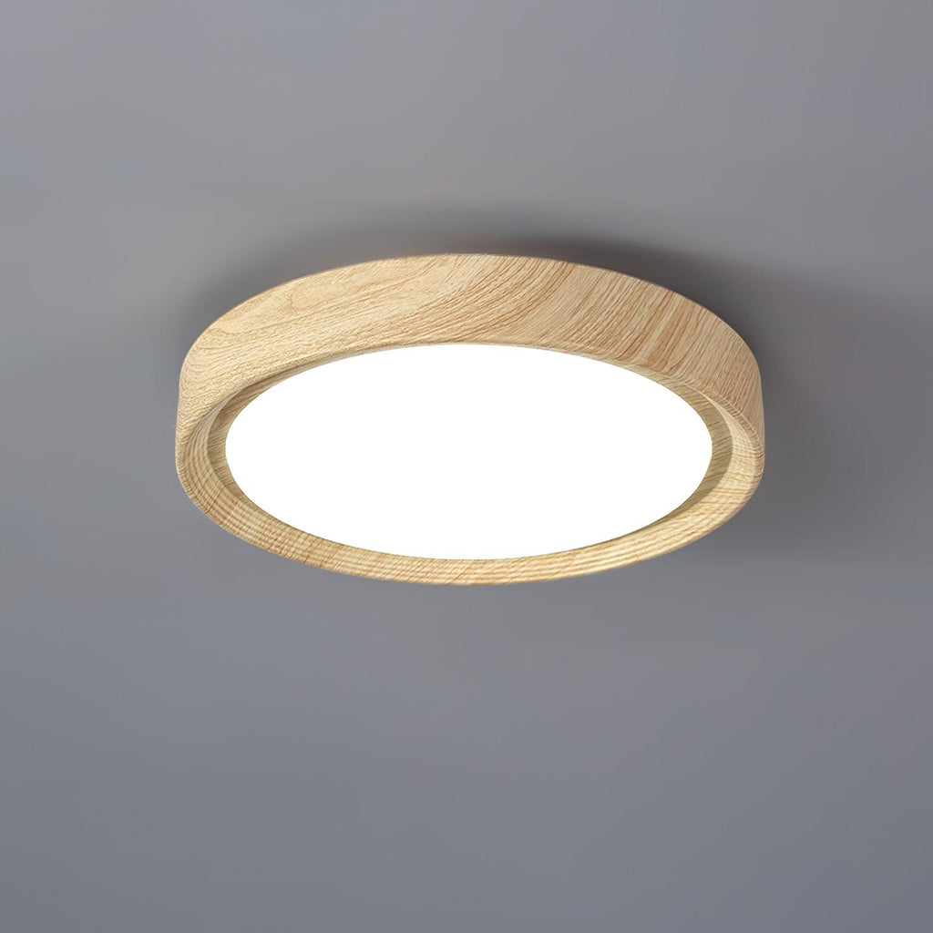 Round Ceiling Light with Wood Grain Lighting Lobby