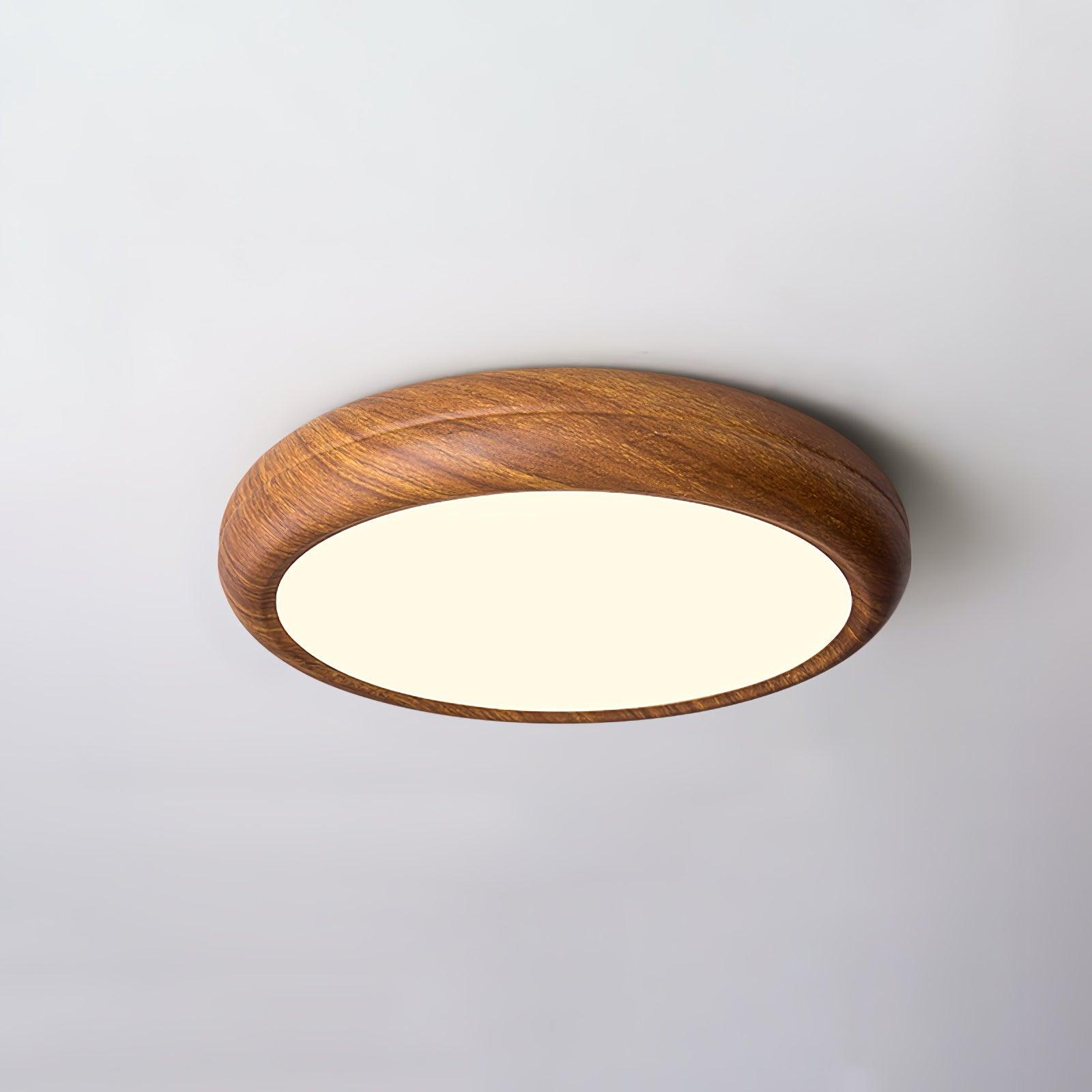 Round Ceiling Light with Wood Grain Lighting Lobby