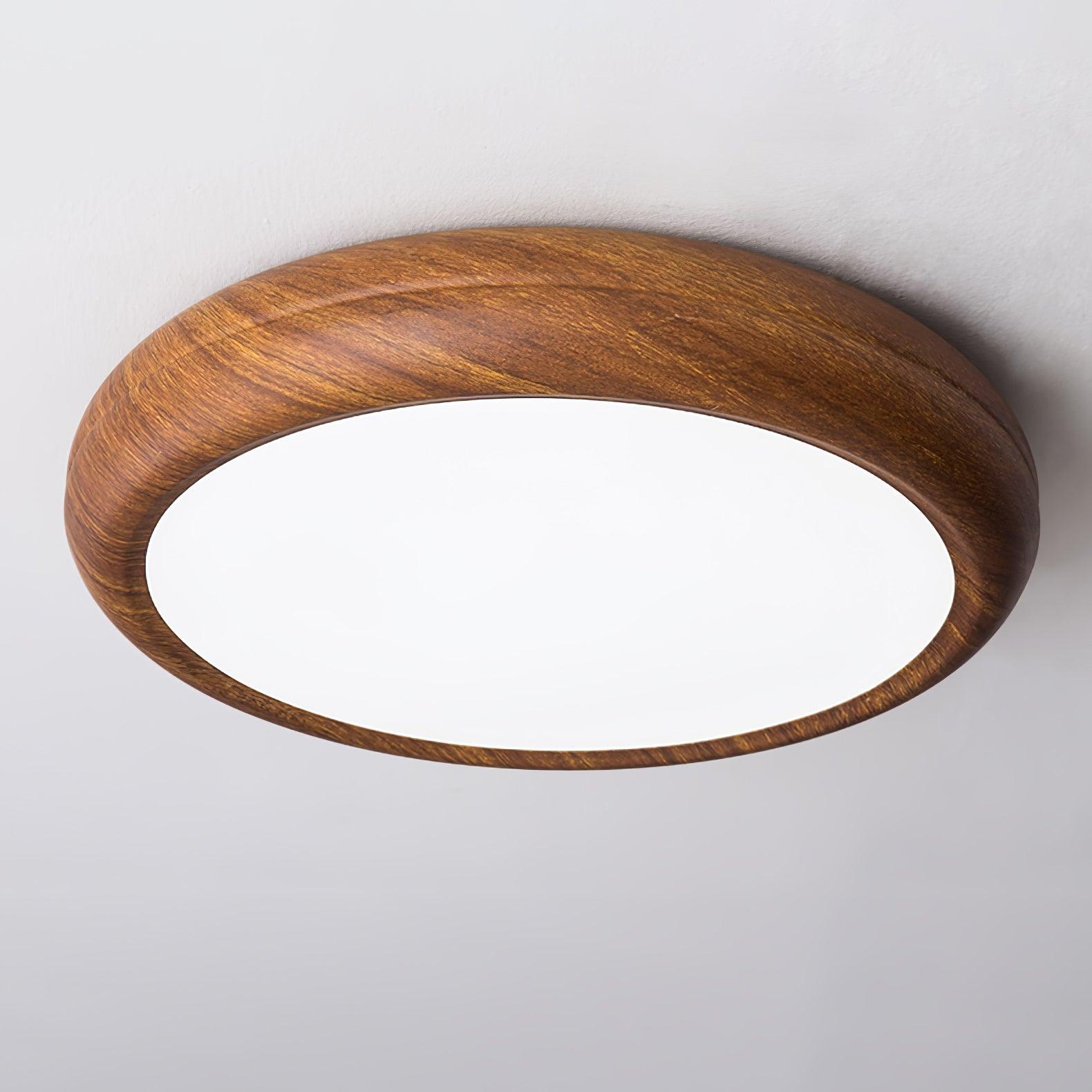 Round Ceiling Light with Wood Grain Lighting Lobby