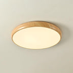 Round Ceiling Light with Wood Grain Lighting Lobby