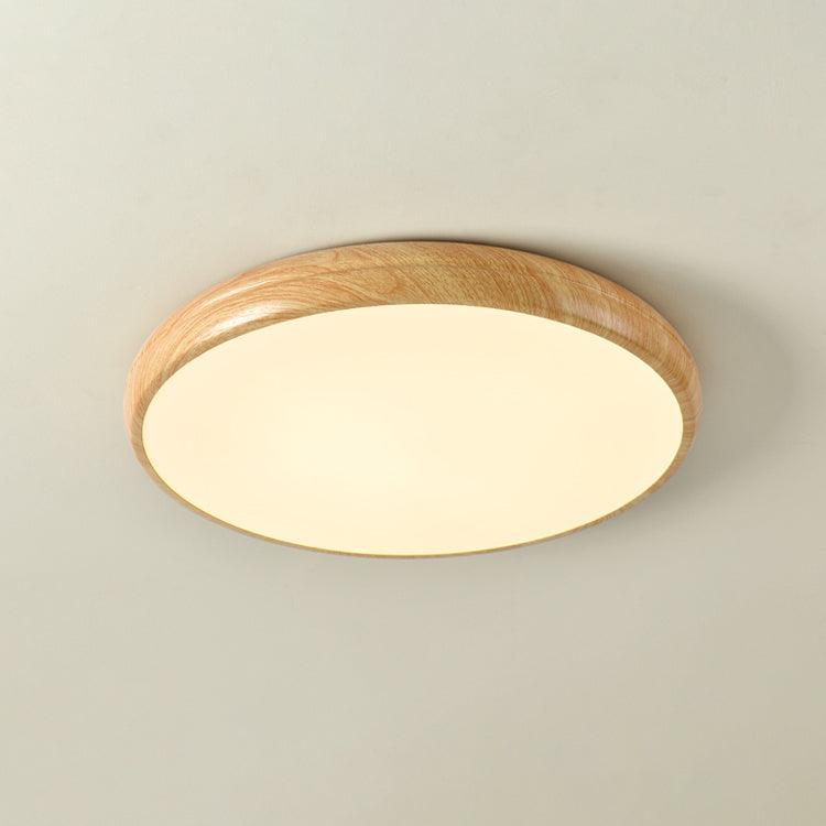 Round Ceiling Light with Wood Grain Lighting Lobby
