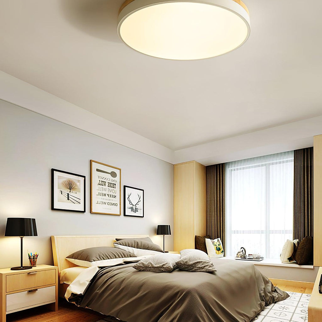 Round White Wooden Ceiling Fixture Lighting Lobby