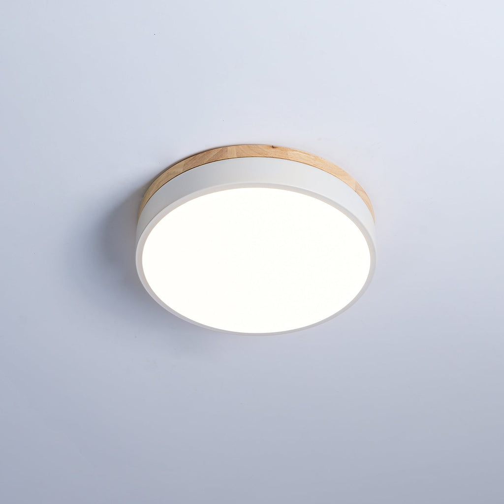 Round White Wooden Ceiling Fixture Lighting Lobby