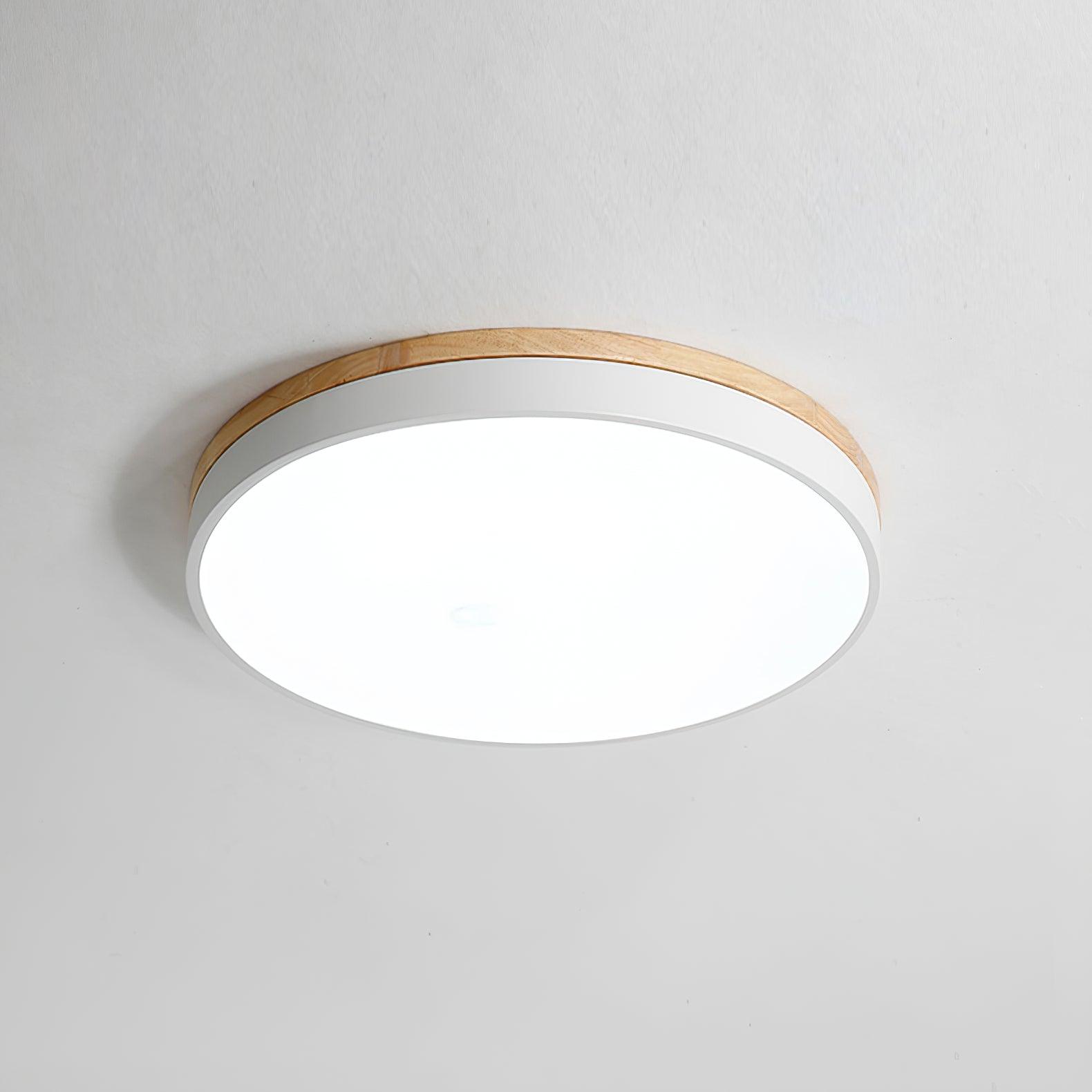 Round White Wooden Ceiling Fixture Lighting Lobby