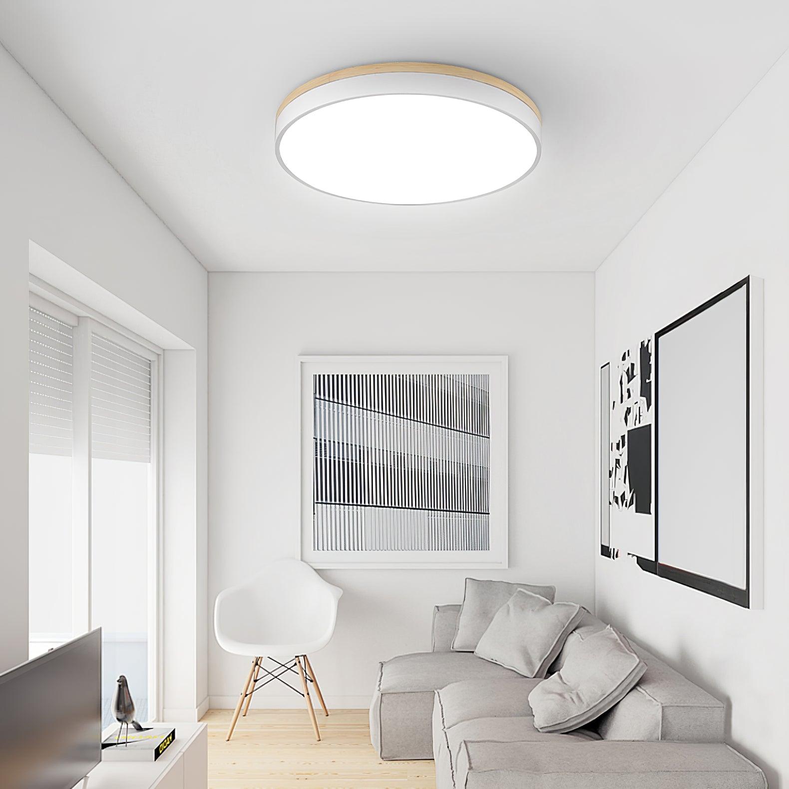 Round White Wooden Ceiling Fixture Lighting Lobby