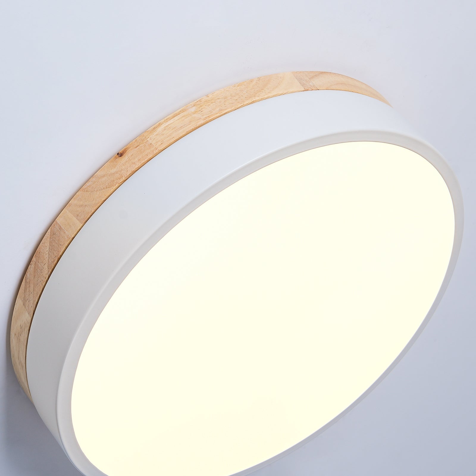 Round White Wooden Ceiling Fixture Lighting Lobby
