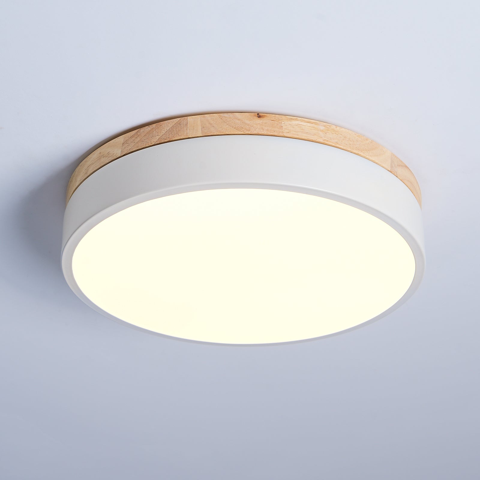 Round White Wooden Ceiling Fixture Lighting Lobby