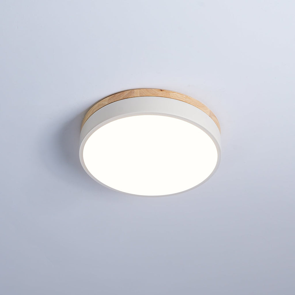 Round White Wooden Ceiling Fixture Lighting Lobby