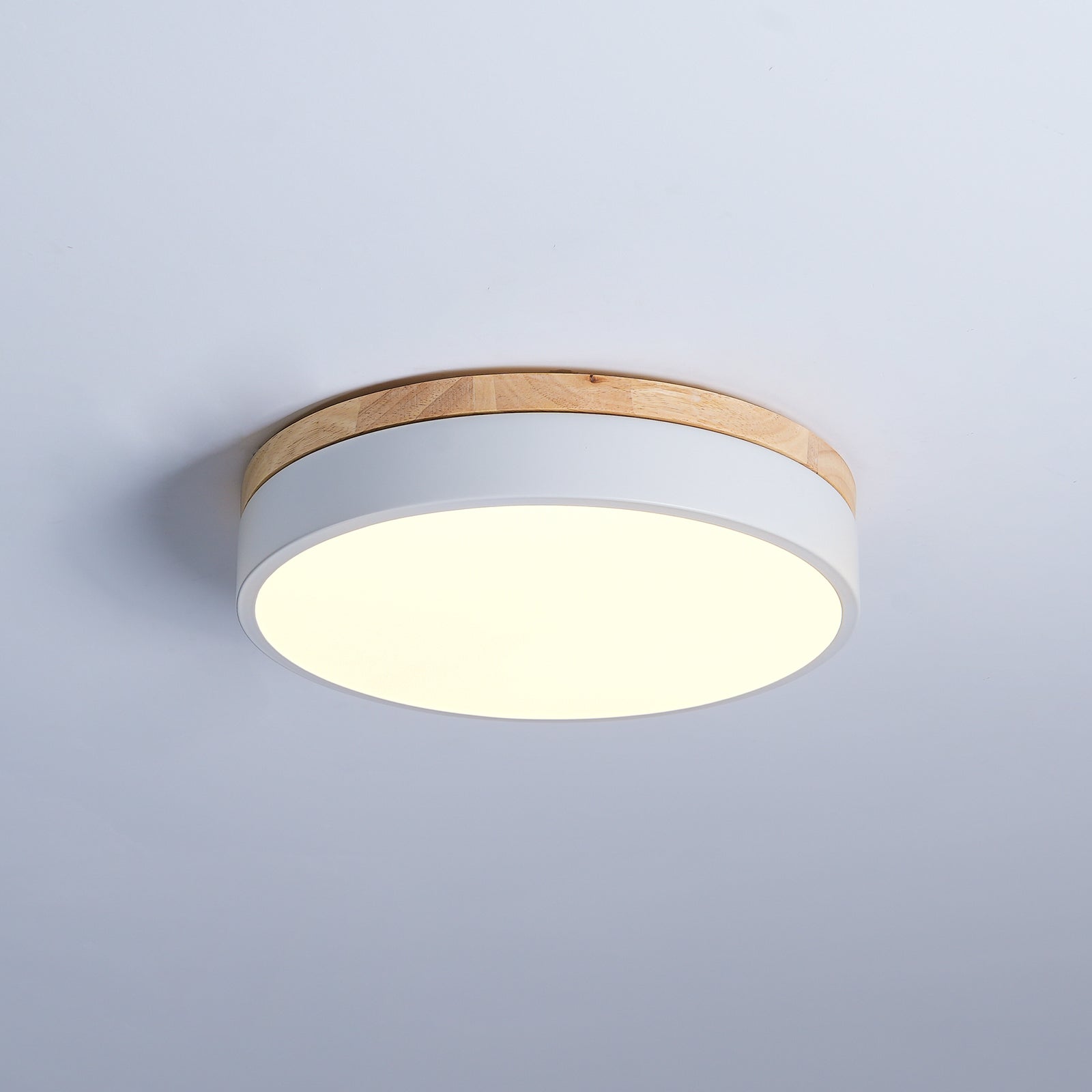 Round White Wooden Ceiling Fixture Lighting Lobby