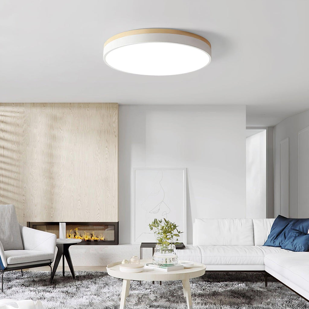 Round White Wooden Ceiling Fixture Lighting Lobby