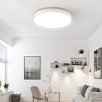 Round White Wooden Ceiling Fixture Lighting Lobby