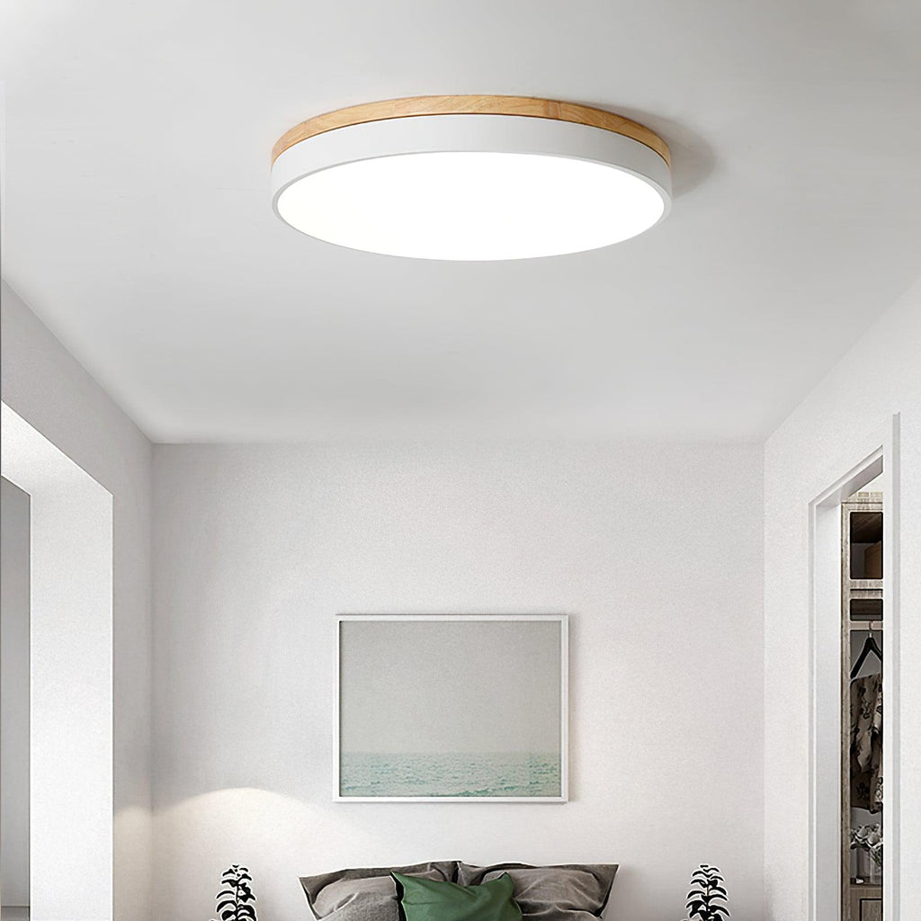 Round White Wooden Ceiling Fixture Lighting Lobby