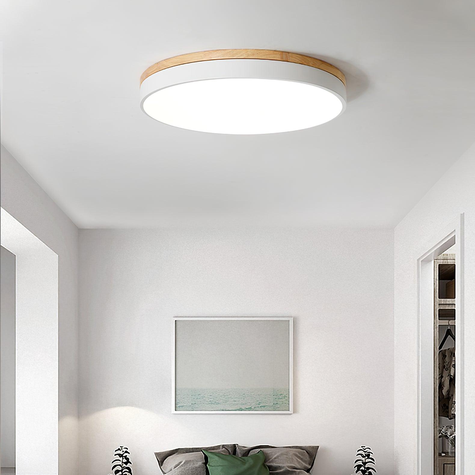 Round White Wooden Ceiling Fixture Lighting Lobby
