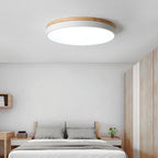 Round White Wooden Ceiling Fixture Lighting Lobby