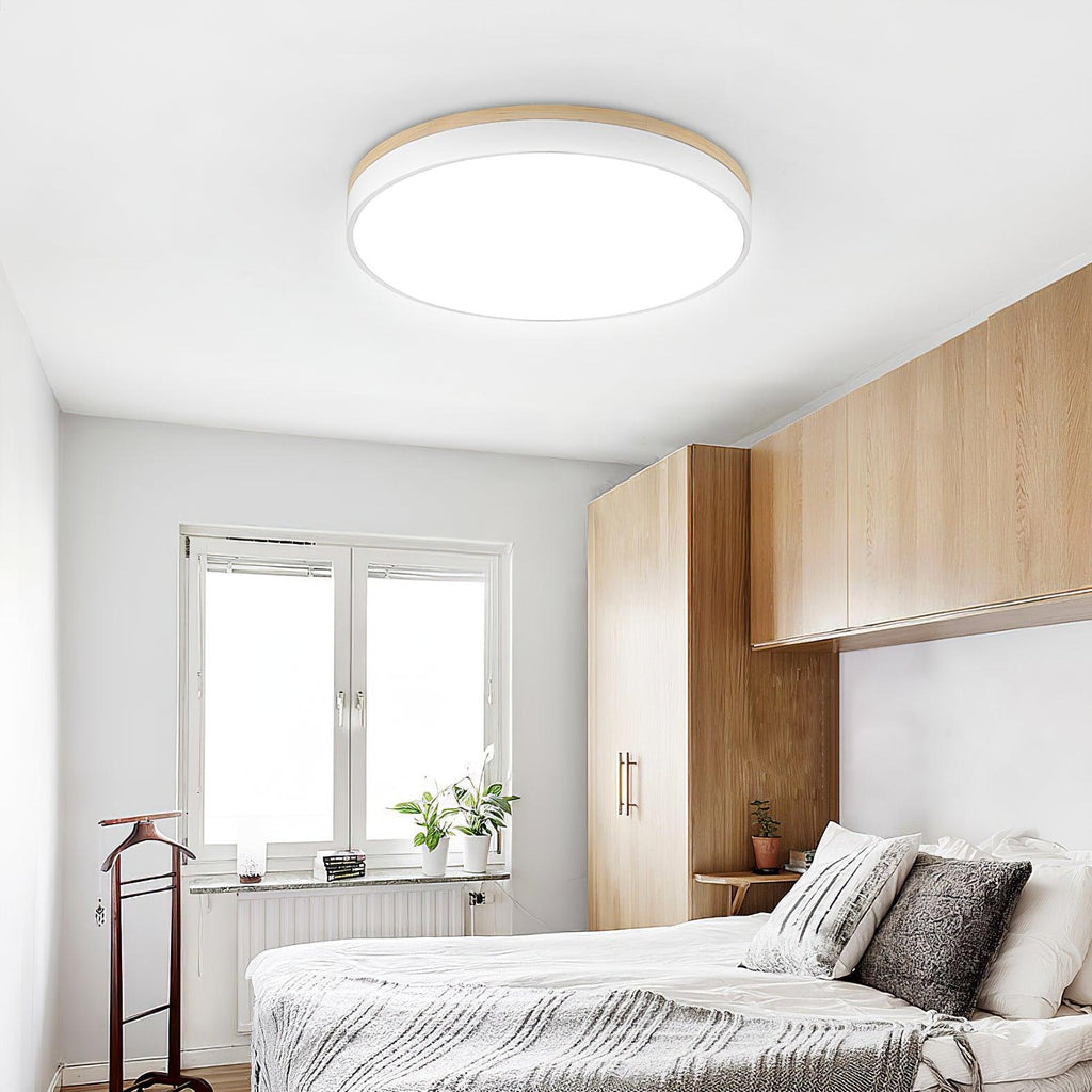 Round White Wooden Ceiling Fixture Lighting Lobby