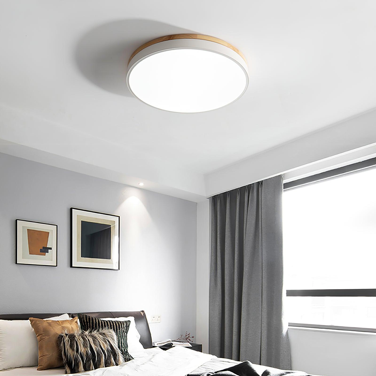 Round White Wooden Ceiling Fixture Lighting Lobby