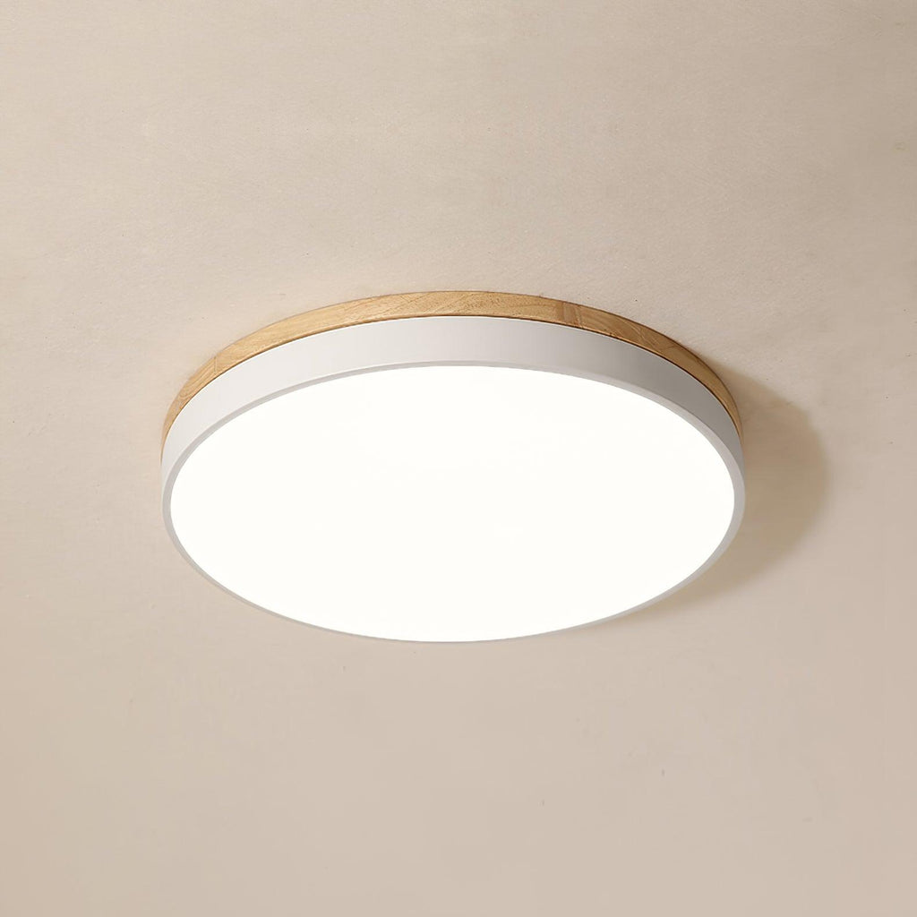 Round White Wooden Ceiling Fixture Lighting Lobby