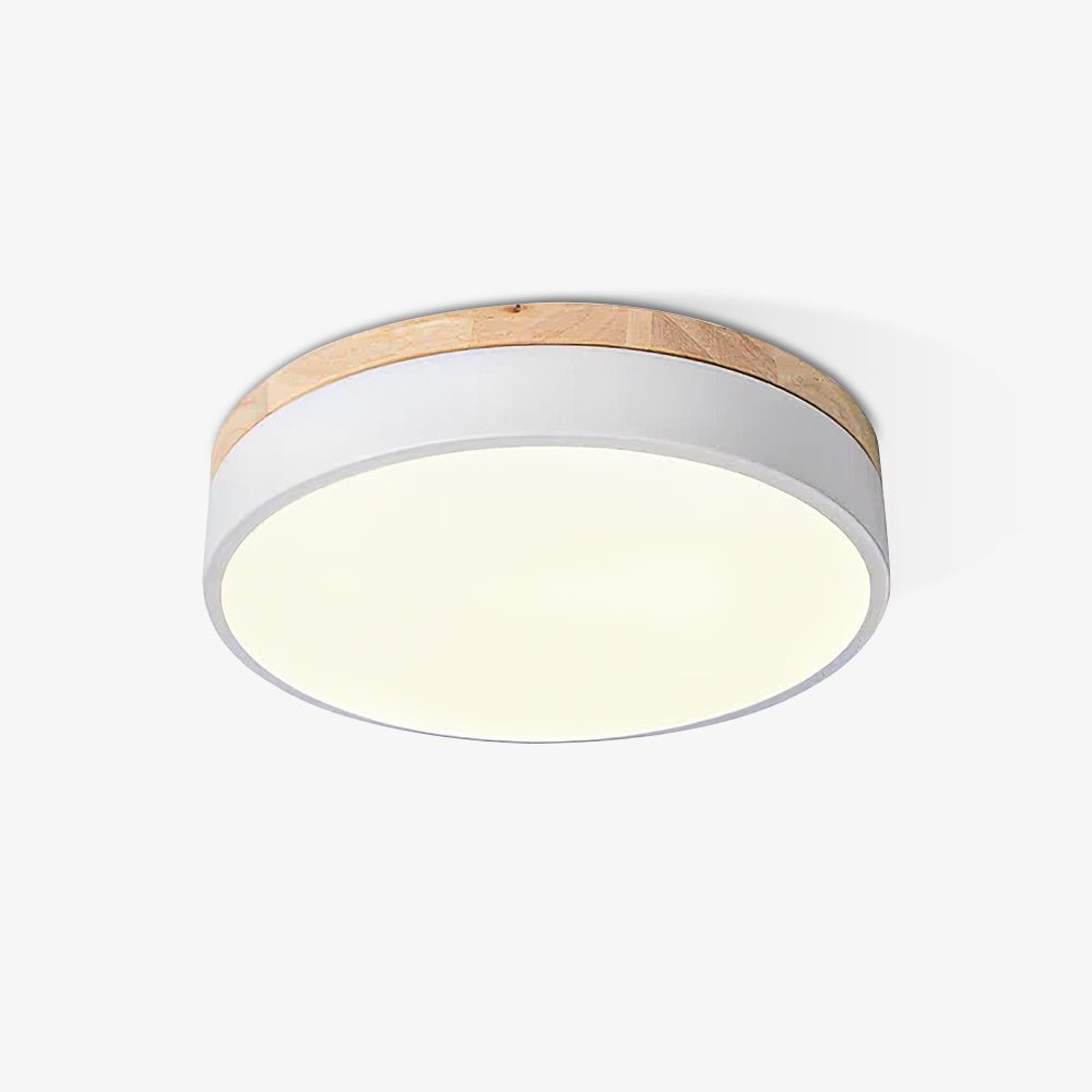 Round White Wooden Ceiling Fixture Lighting Lobby