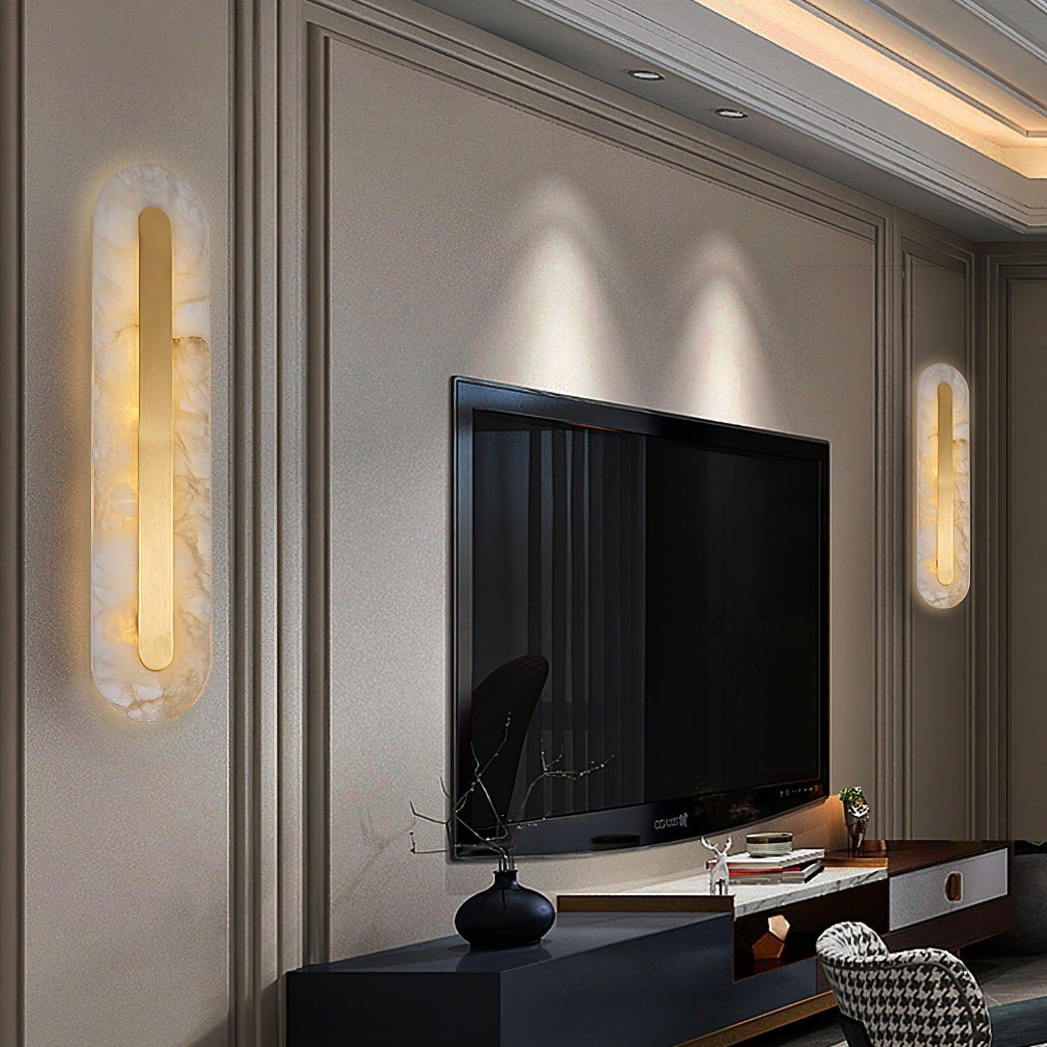 Rounded Alabaster Sconce Light Lighting Lobby