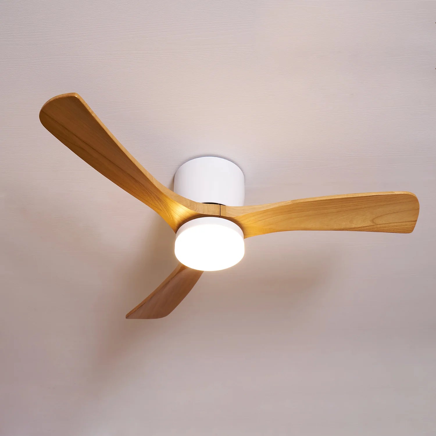 Scandinavian wooden ceiling Fan with LED light (42”/48”/52”) Lighting Lobby