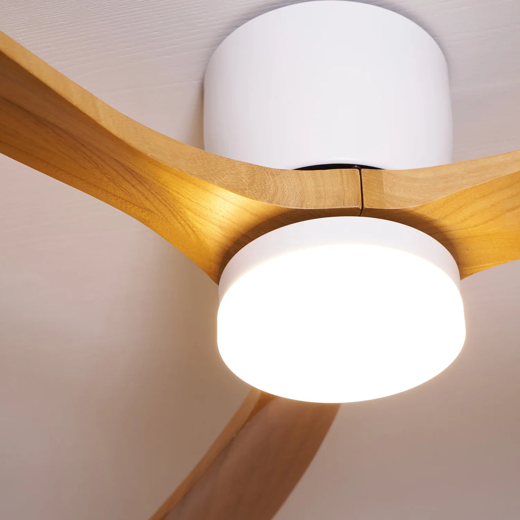 Scandinavian wooden ceiling Fan with LED light (42”/48”/52”) Lighting Lobby