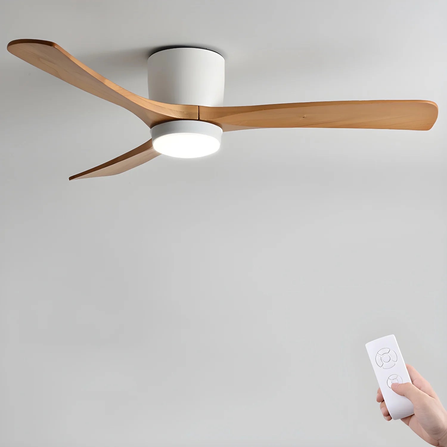 Scandinavian wooden ceiling Fan with LED light (42”/48”/52”) Lighting Lobby