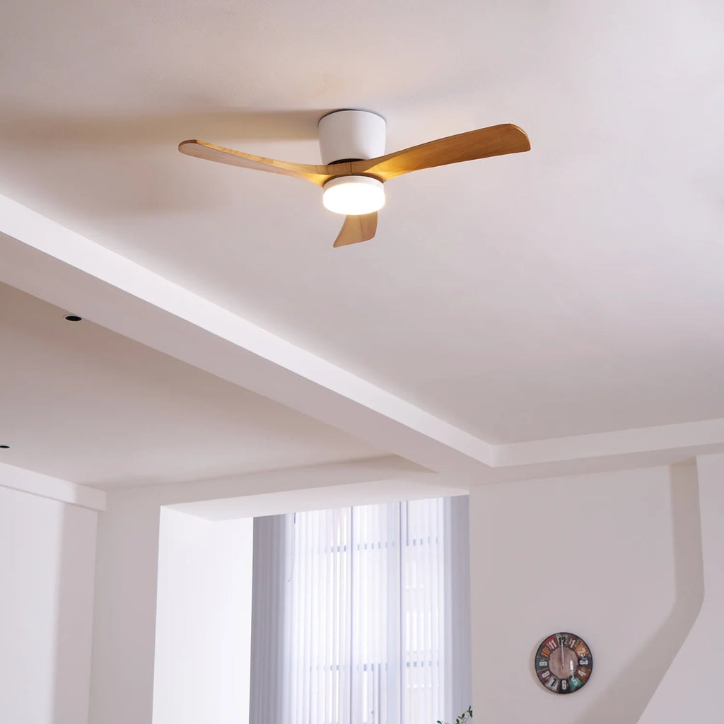 Scandinavian wooden ceiling Fan with LED light (42”/48”/52”) Lighting Lobby