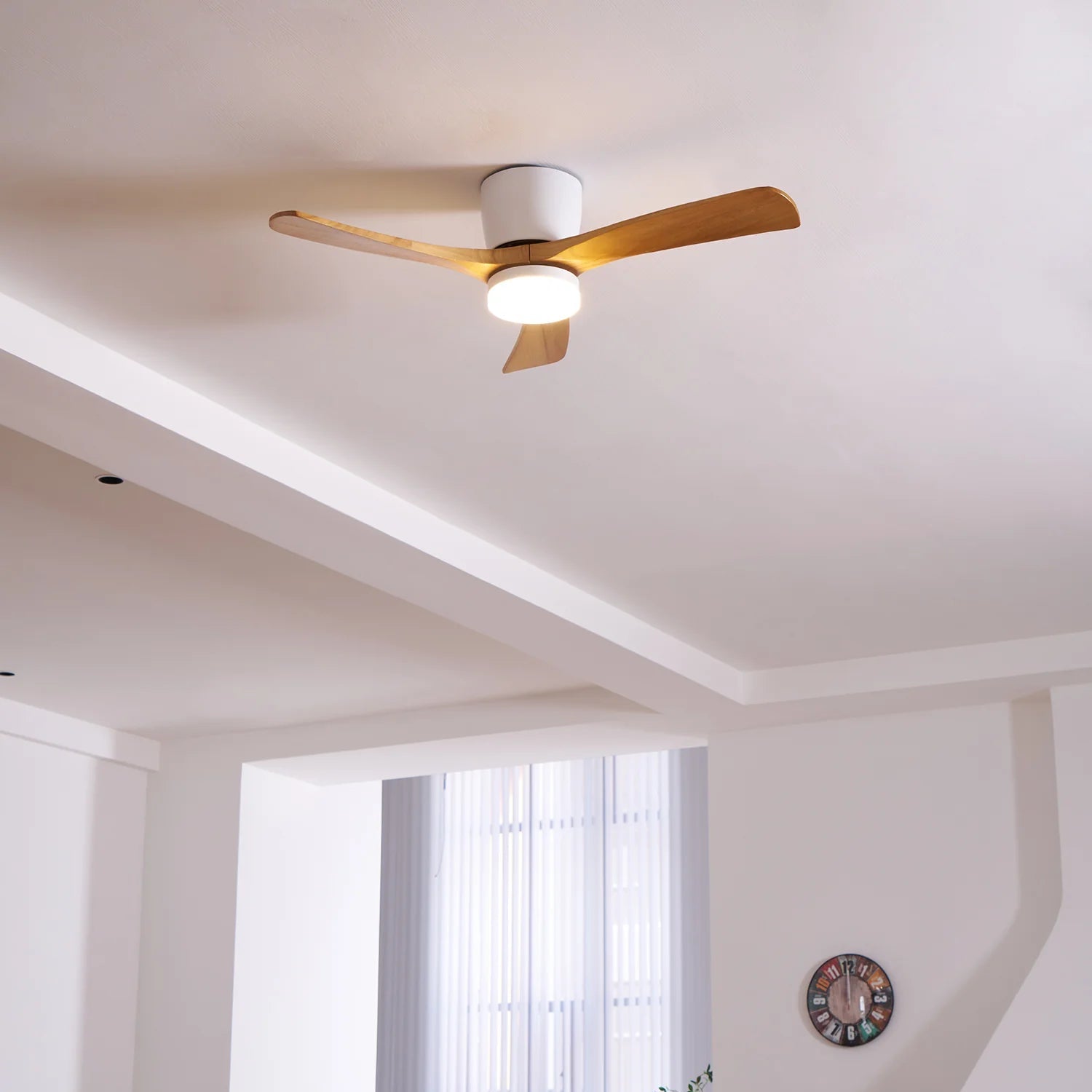Scandinavian wooden ceiling Fan with LED light (42”/48”/52”) Lighting Lobby