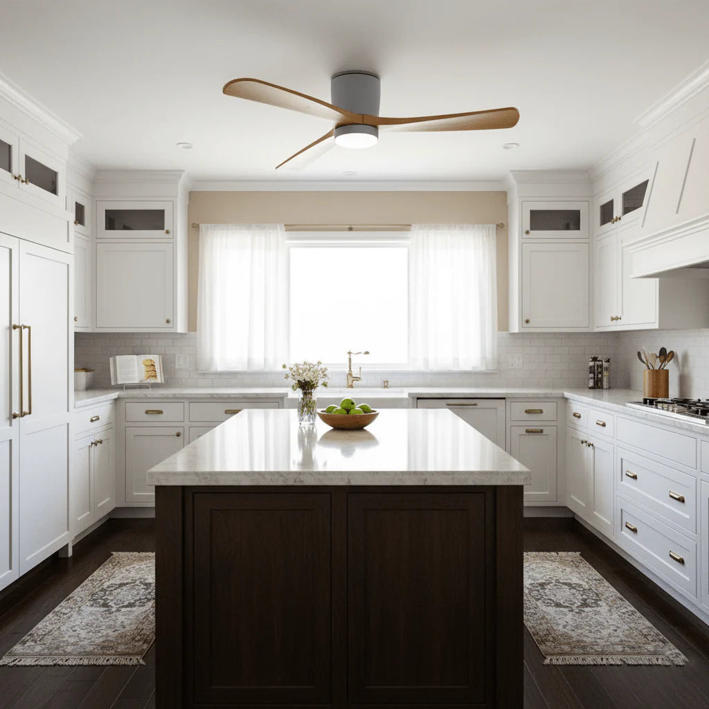 Scandinavian wooden ceiling Fan with LED light (42”/48”/52”) Lighting Lobby