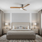 Scandinavian wooden ceiling Fan with LED light (42”/48”/52”) Lighting Lobby