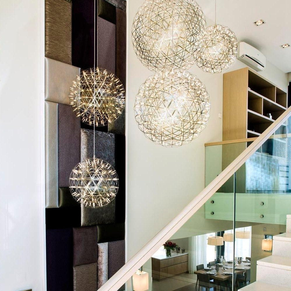 Sparkling Silver Ceiling Pendant Light Lighting Lobby
