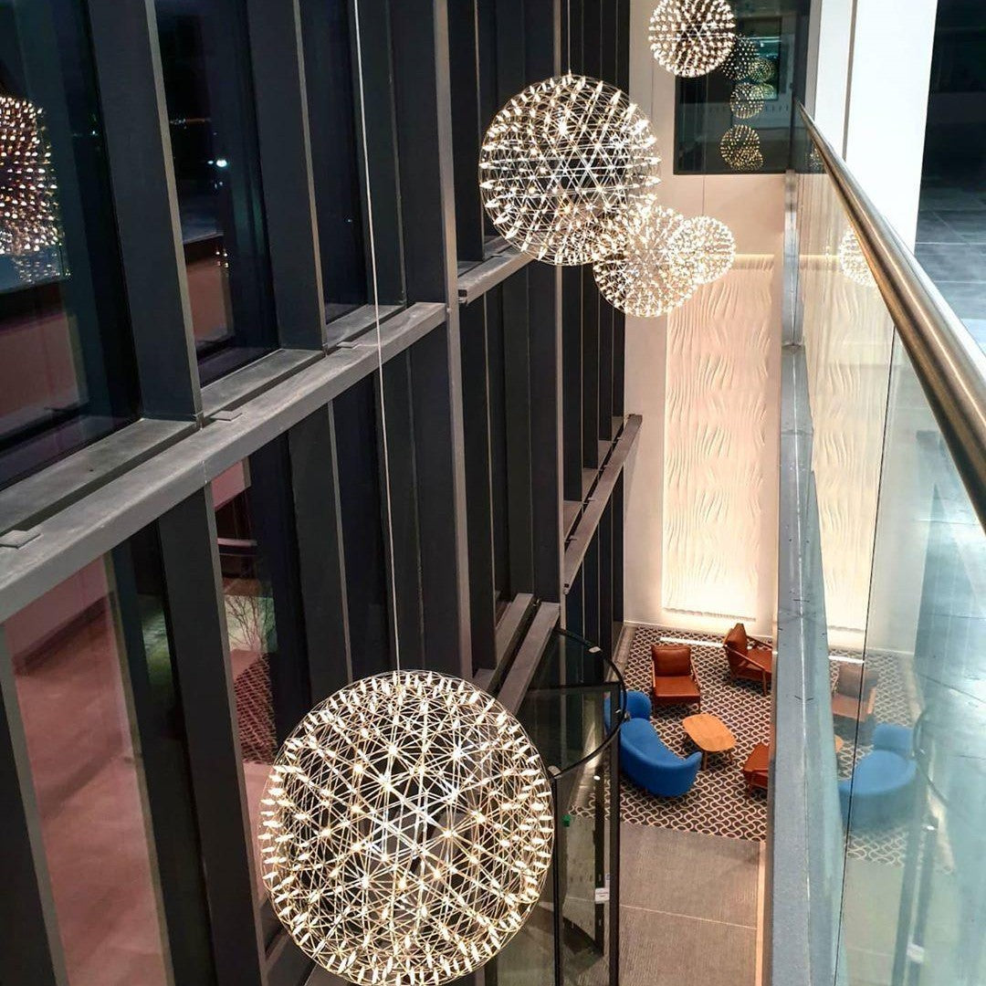 Sparkling Silver Ceiling Pendant Light Lighting Lobby