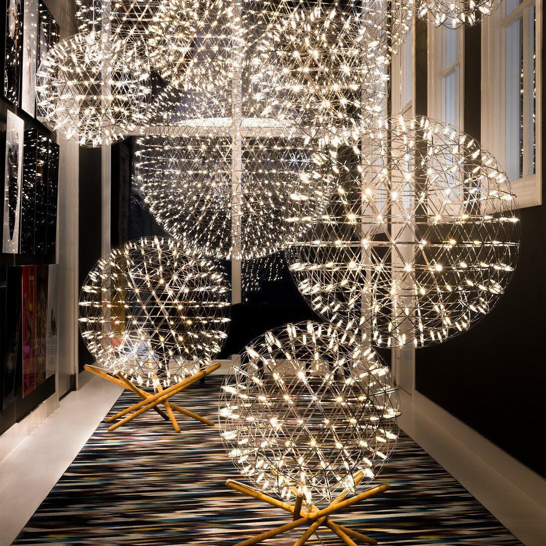 Sparkling Silver Ceiling Pendant Light Lighting Lobby