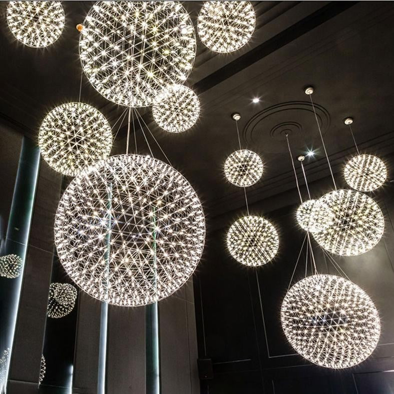 Sparkling Silver Ceiling Pendant Light Lighting Lobby