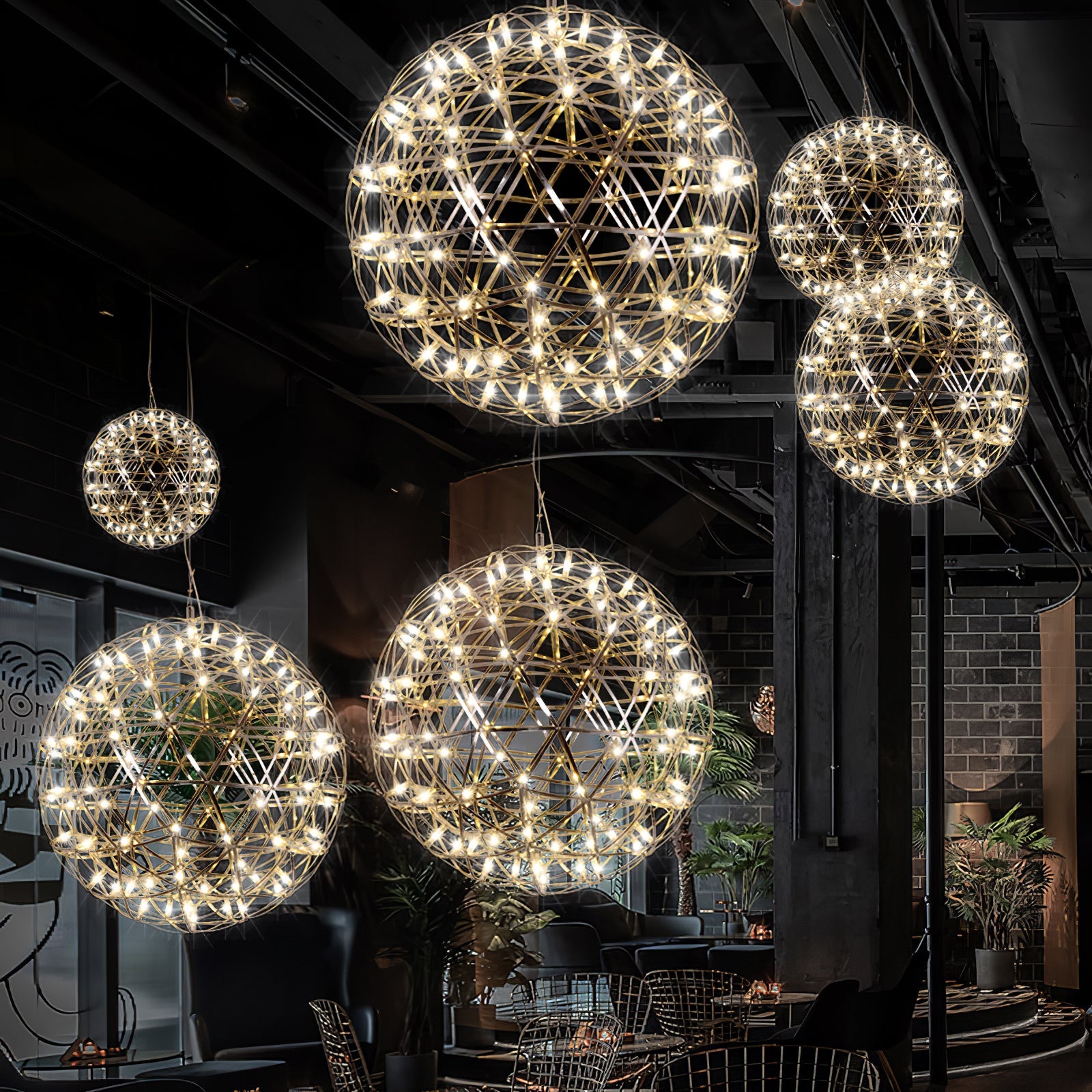 Sparkling Silver Ceiling Pendant Light Lighting Lobby
