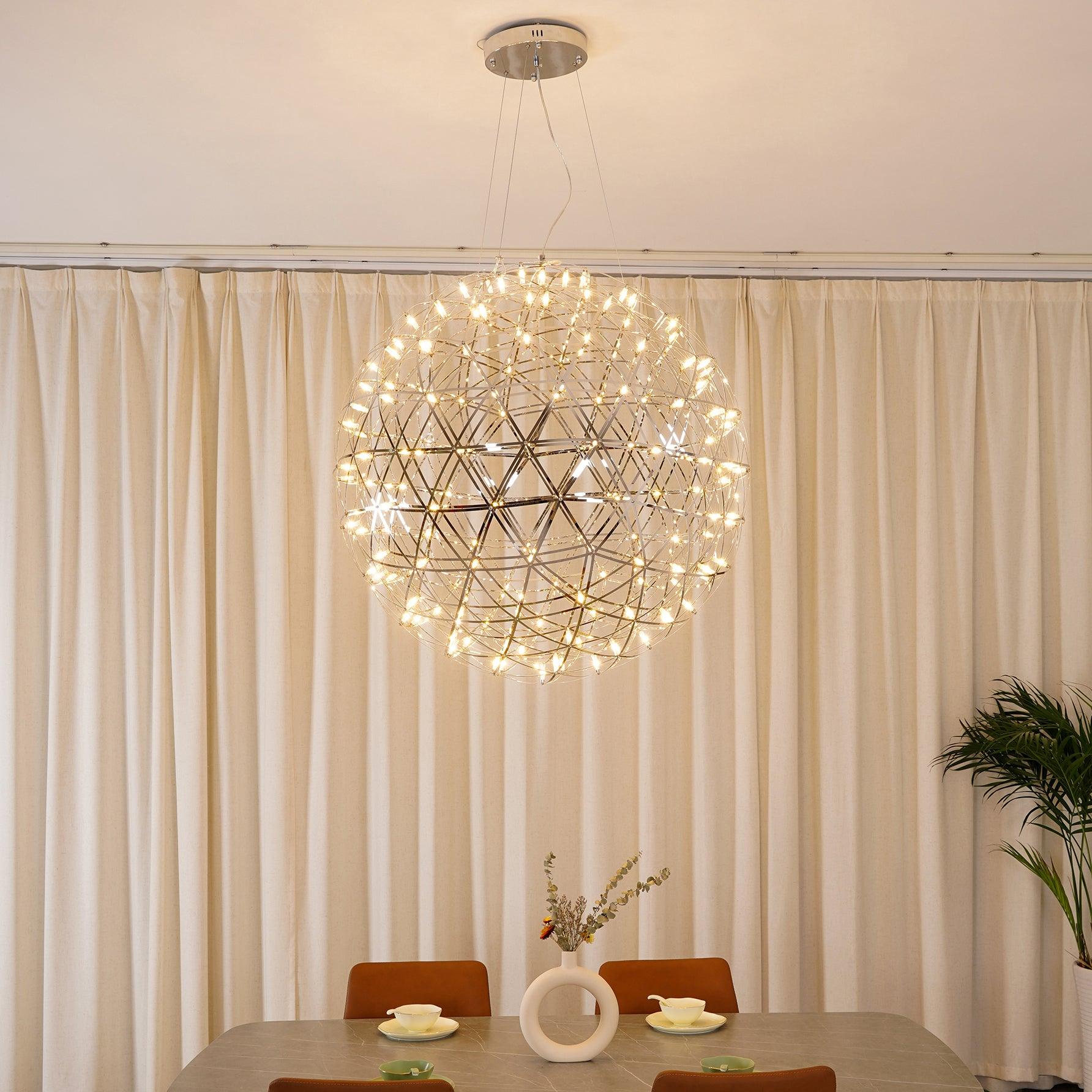 Sparkling Silver Ceiling Pendant Light Lighting Lobby