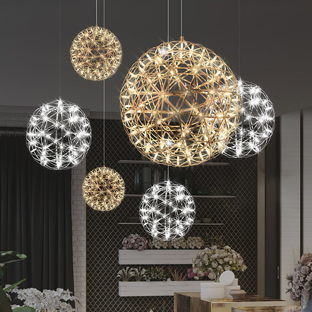 Sparkling Silver Ceiling Pendant Light Lighting Lobby