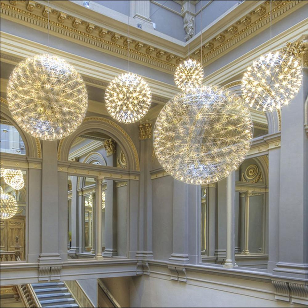Sparkling Silver Ceiling Pendant Light Lighting Lobby