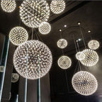 Sparkling Silver Ceiling Pendant Light Lighting Lobby