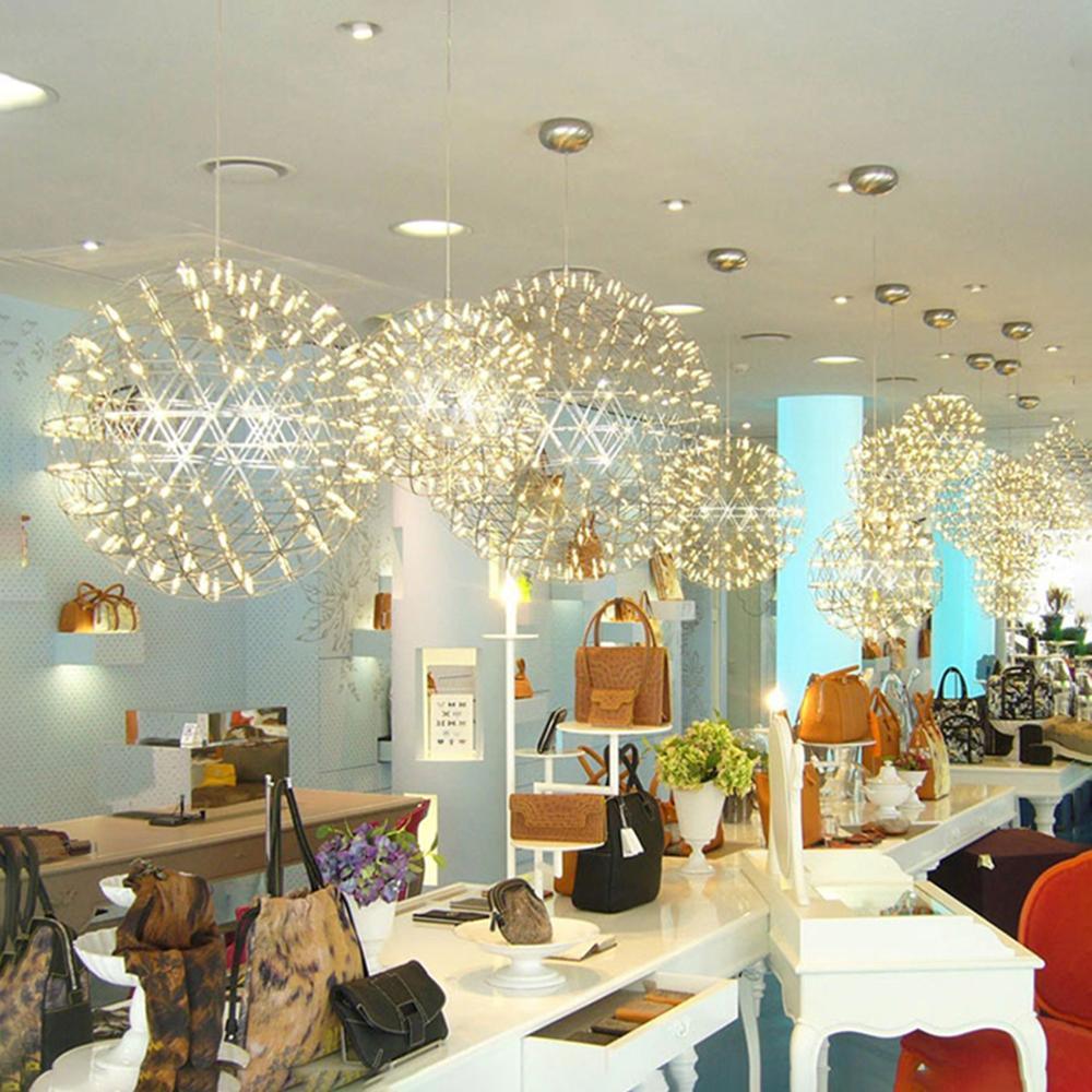 Sparkling Silver Ceiling Pendant Light Lighting Lobby