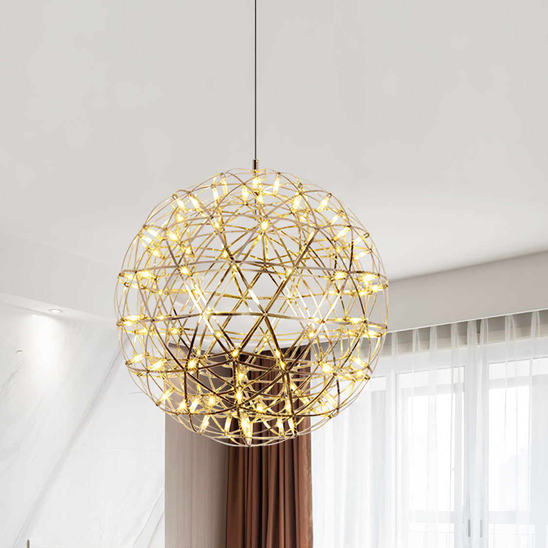 Sparkling Silver Ceiling Pendant Light Lighting Lobby