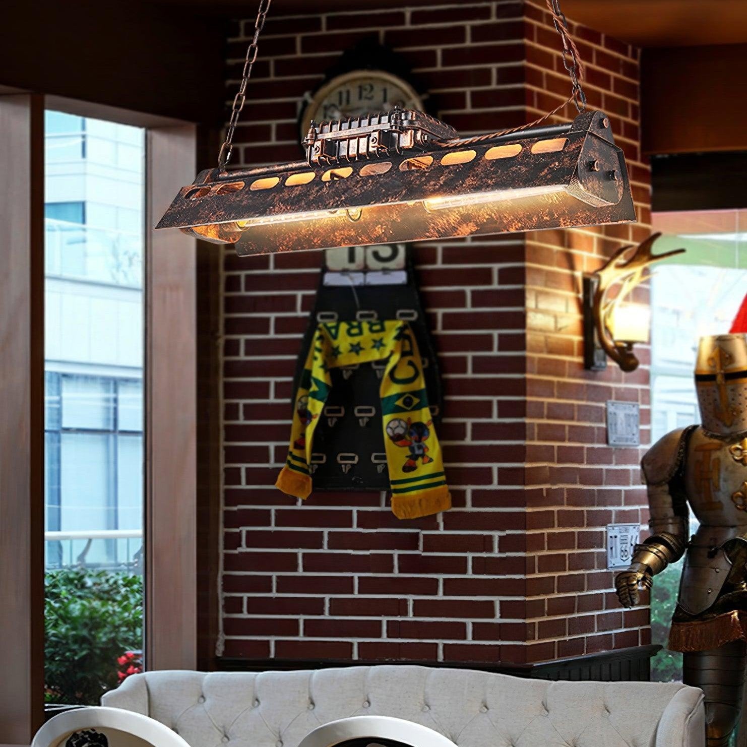 Steampunk Industrial Ceiling Suspension Lighting Lobby