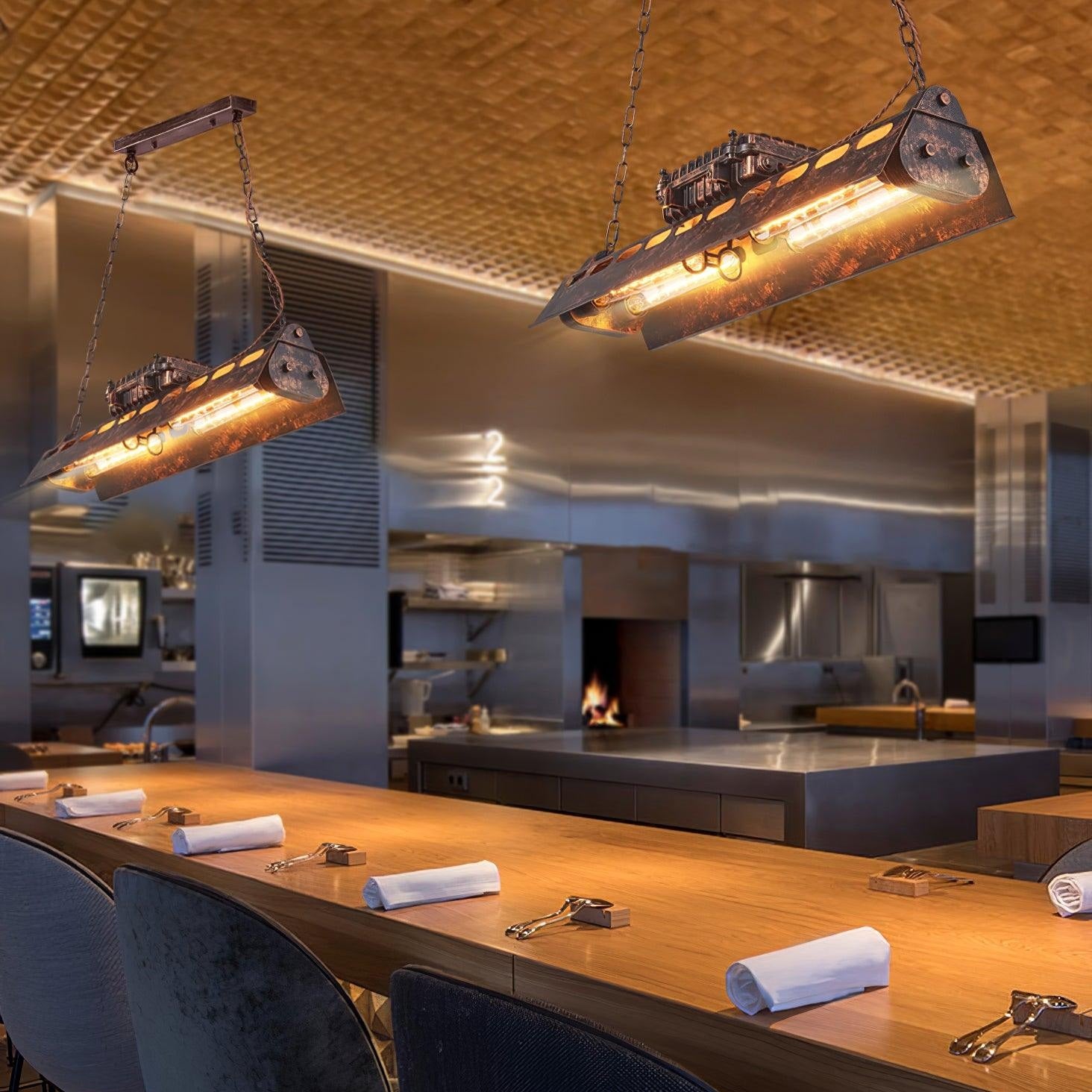 Steampunk Industrial Ceiling Suspension Lighting Lobby