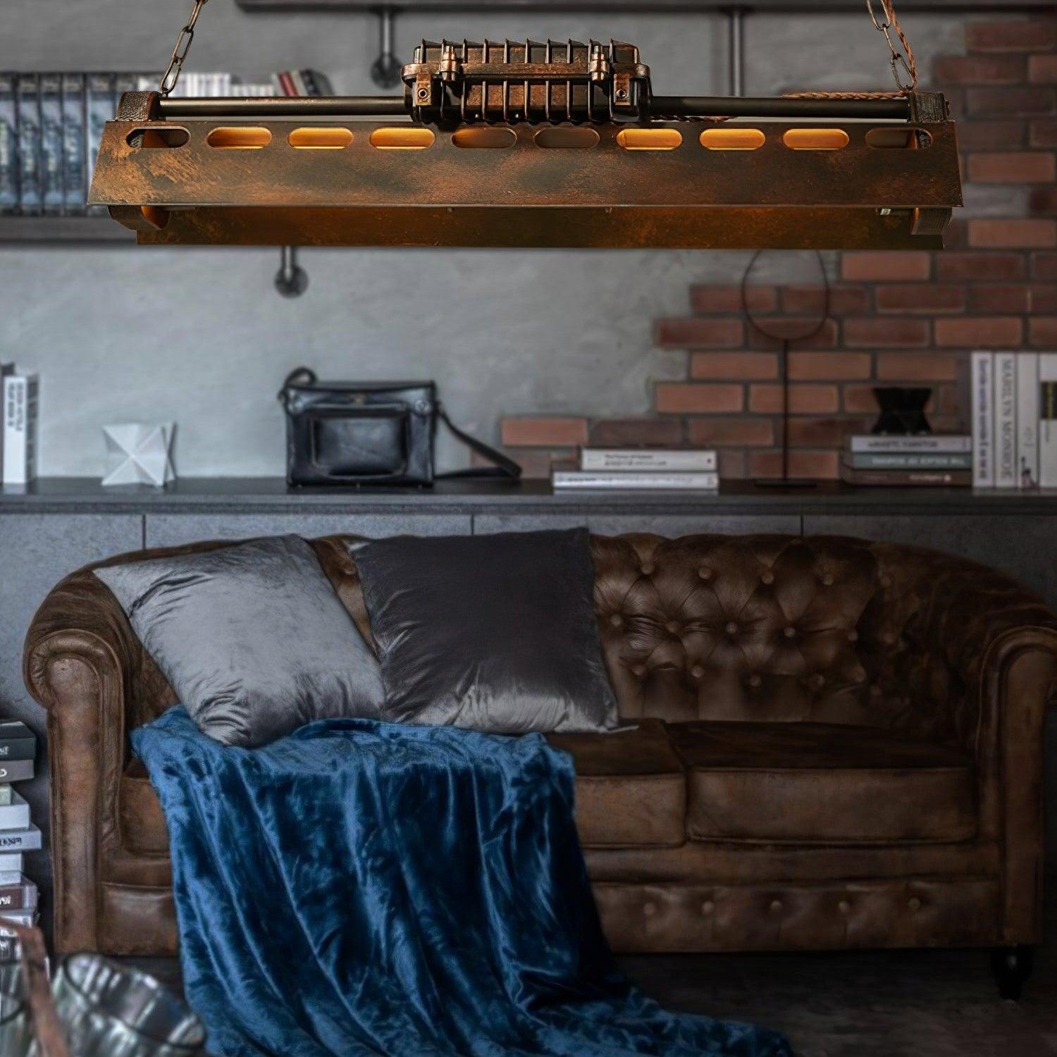 Steampunk Industrial Ceiling Suspension Lighting Lobby