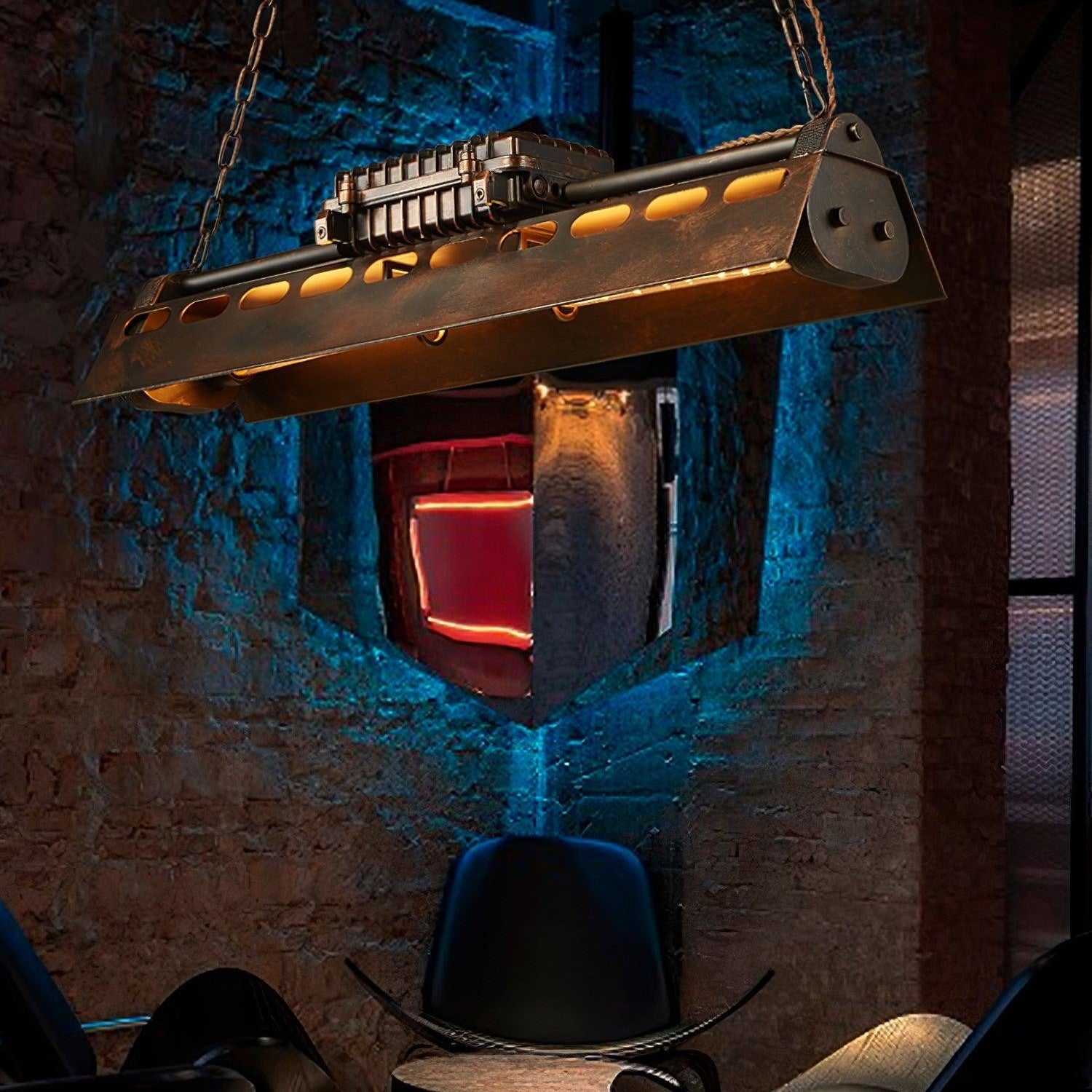 Steampunk Industrial Ceiling Suspension Lighting Lobby