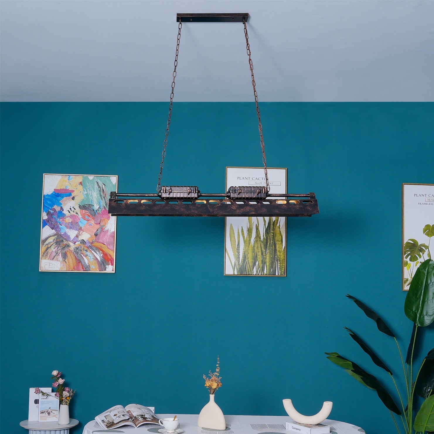 Steampunk Industrial Ceiling Suspension Lighting Lobby