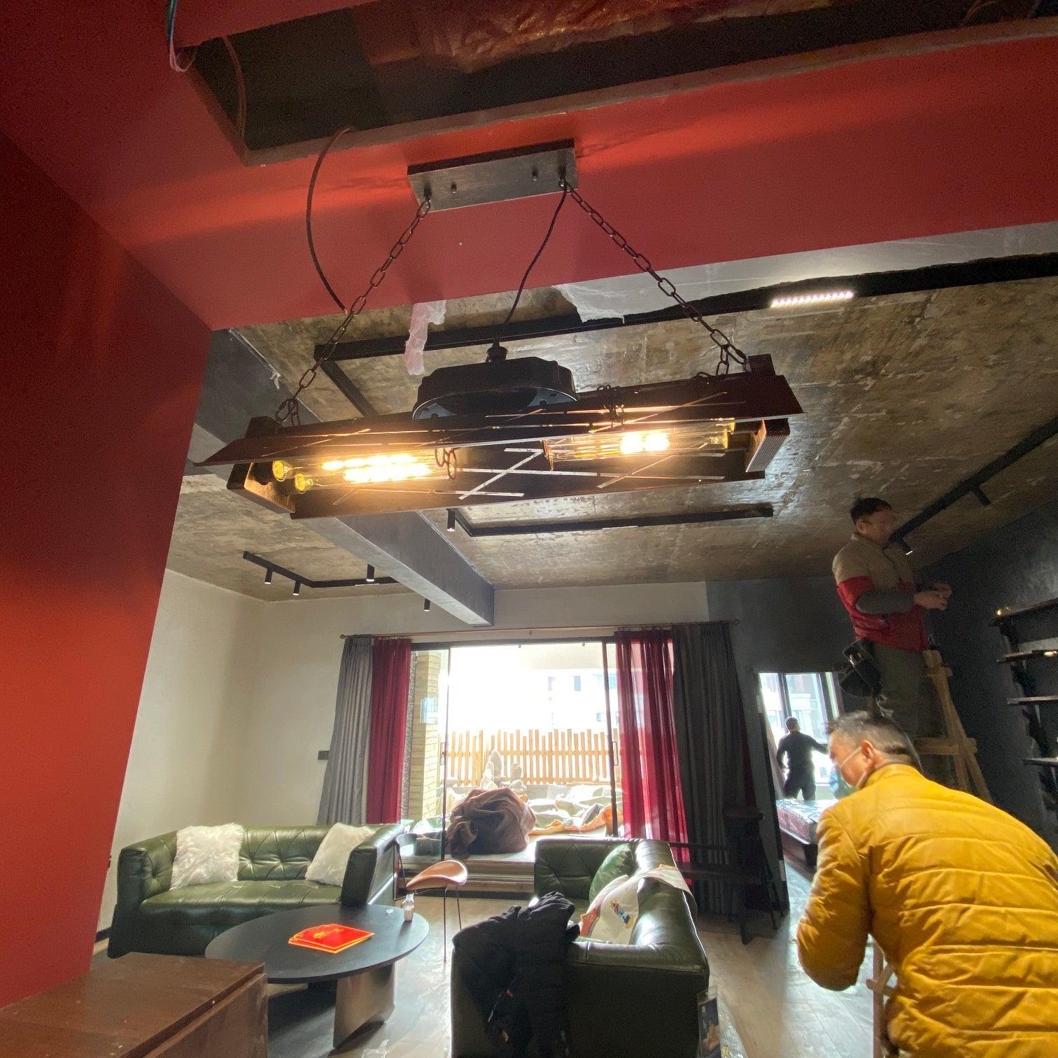 Steampunk Industrial Ceiling Suspension Lighting Lobby