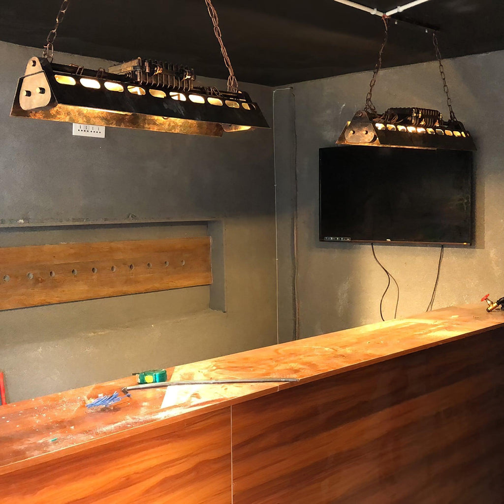 Steampunk Industrial Ceiling Suspension Lighting Lobby