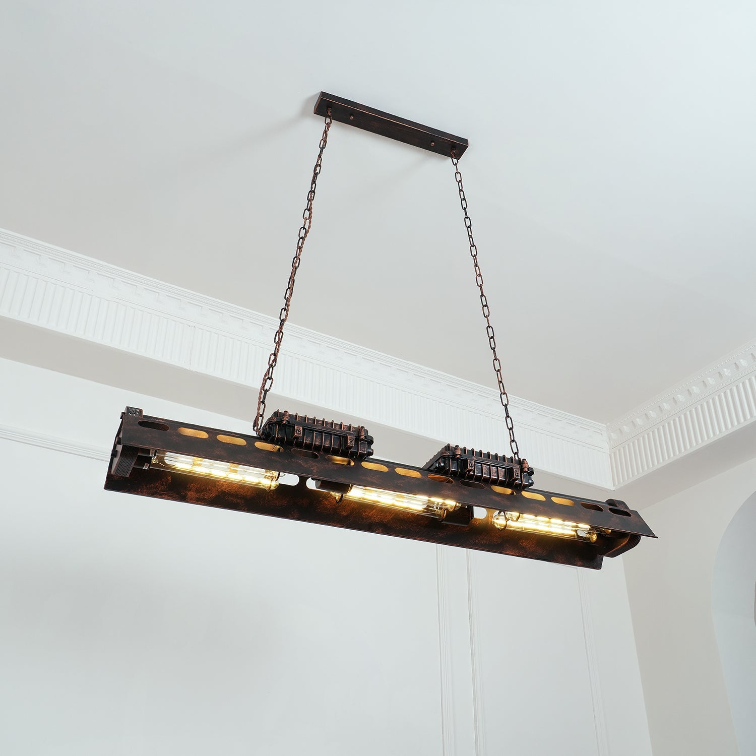 Steampunk Industrial Ceiling Suspension Lighting Lobby
