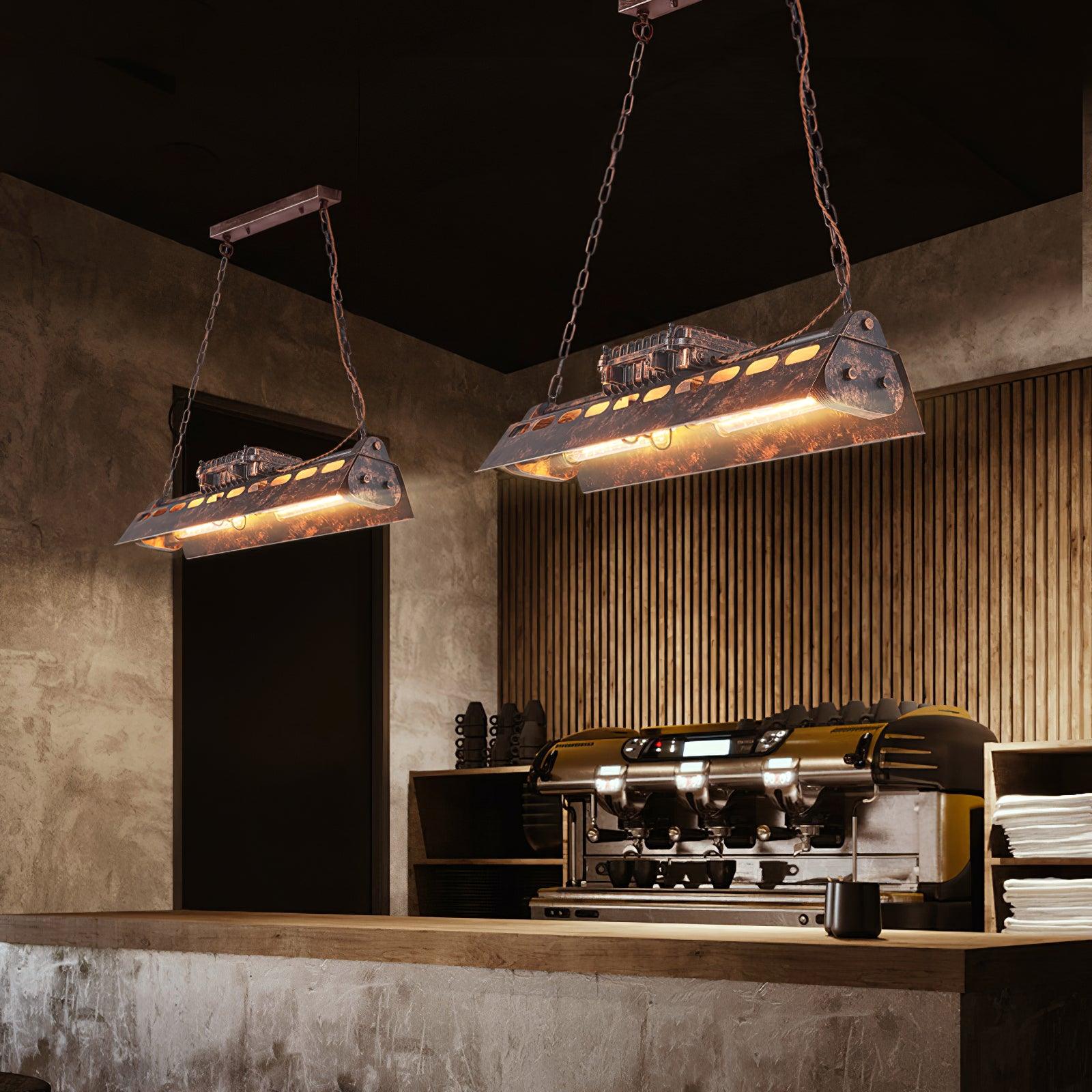 Steampunk Industrial Ceiling Suspension Lighting Lobby